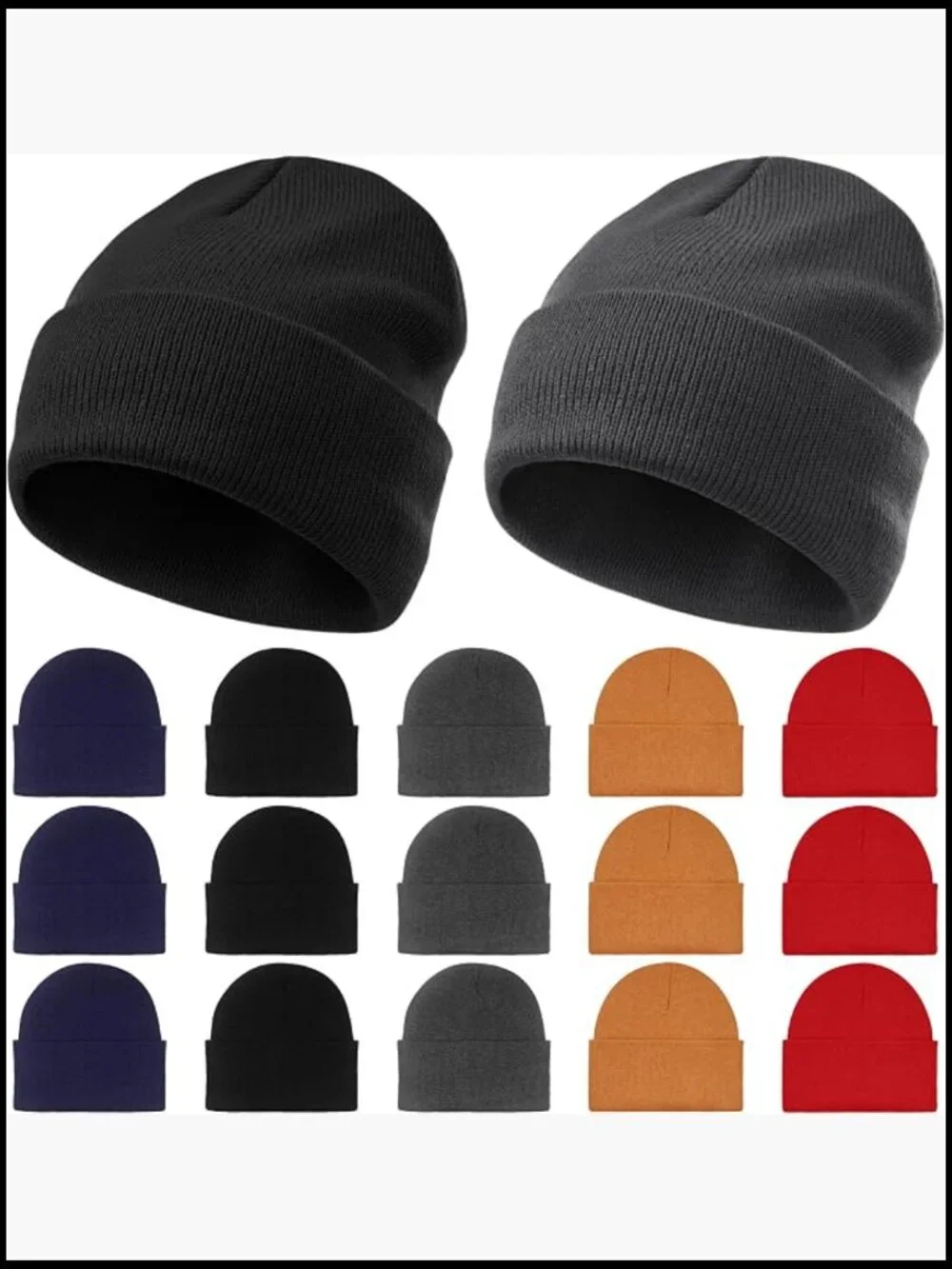 15 Pack Bulk Knit Beanies Thermal Skull Caps for Men & Women